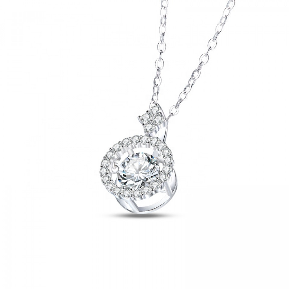 1Ct Moissanite Diamond 925 Sterling Silver Jewelry Round Moissanite Necklace 